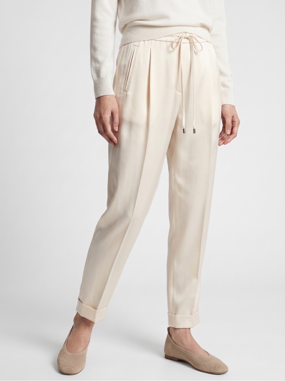 Loro Piana white silk trousers